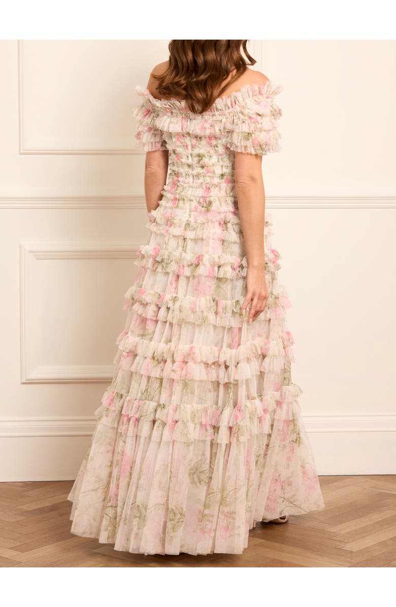 Needle & Thread Rose Lisette Off-shoulder Gown, Alternate, color, Moonshine/Pink