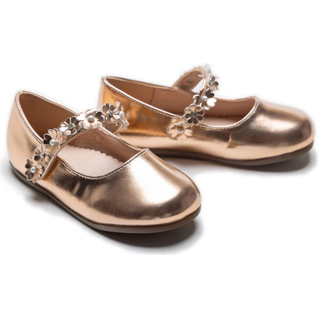 Tulleen Amelia Floral Band Flats In Champagne