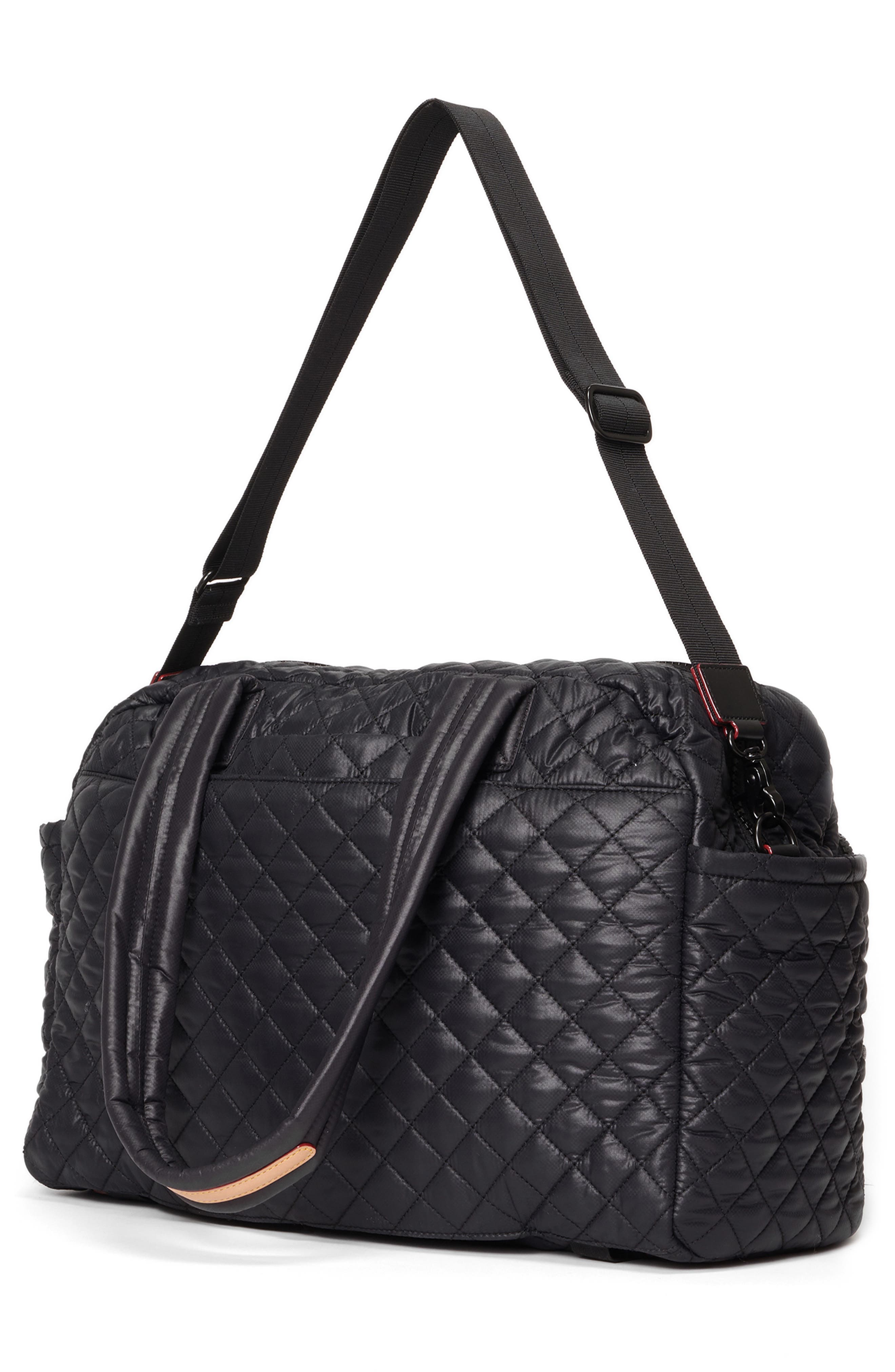MZ Wallace Nik Quilted Water Resistant Nyon Travel Bag, Alternate, color, Black
