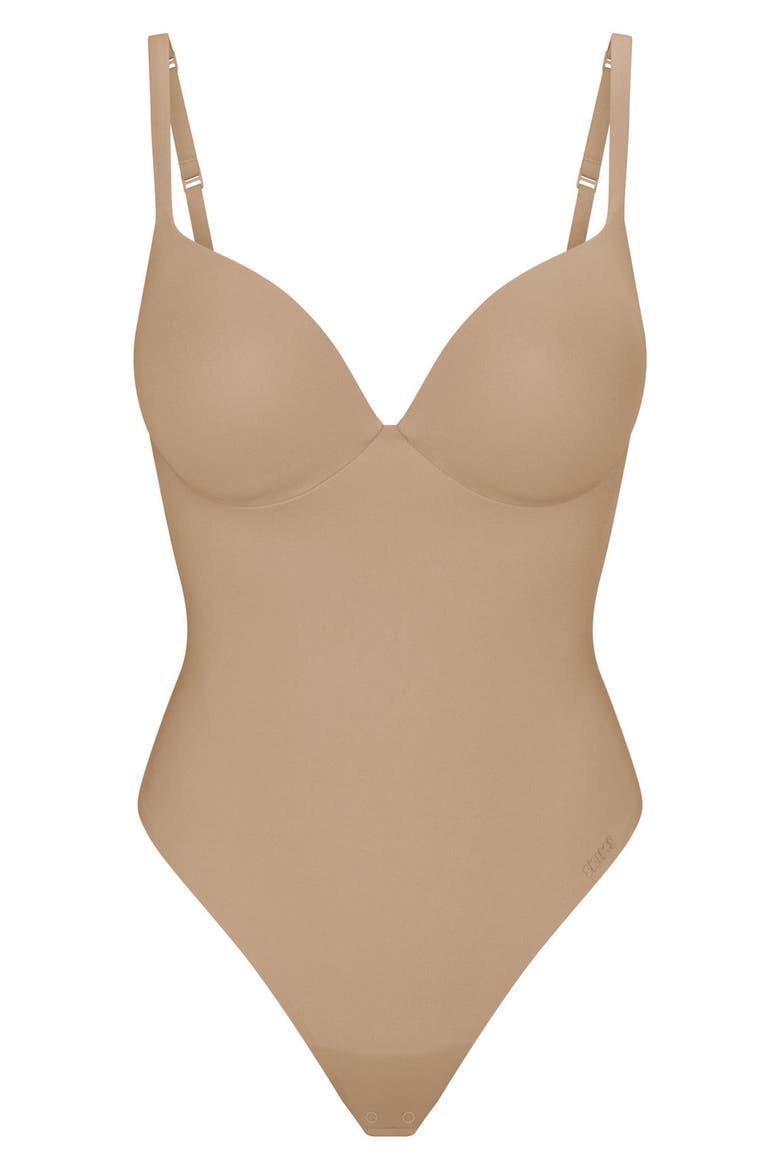 Ultimate Body Push-Up Thong Bodysuit, Alternate, color, CLAY