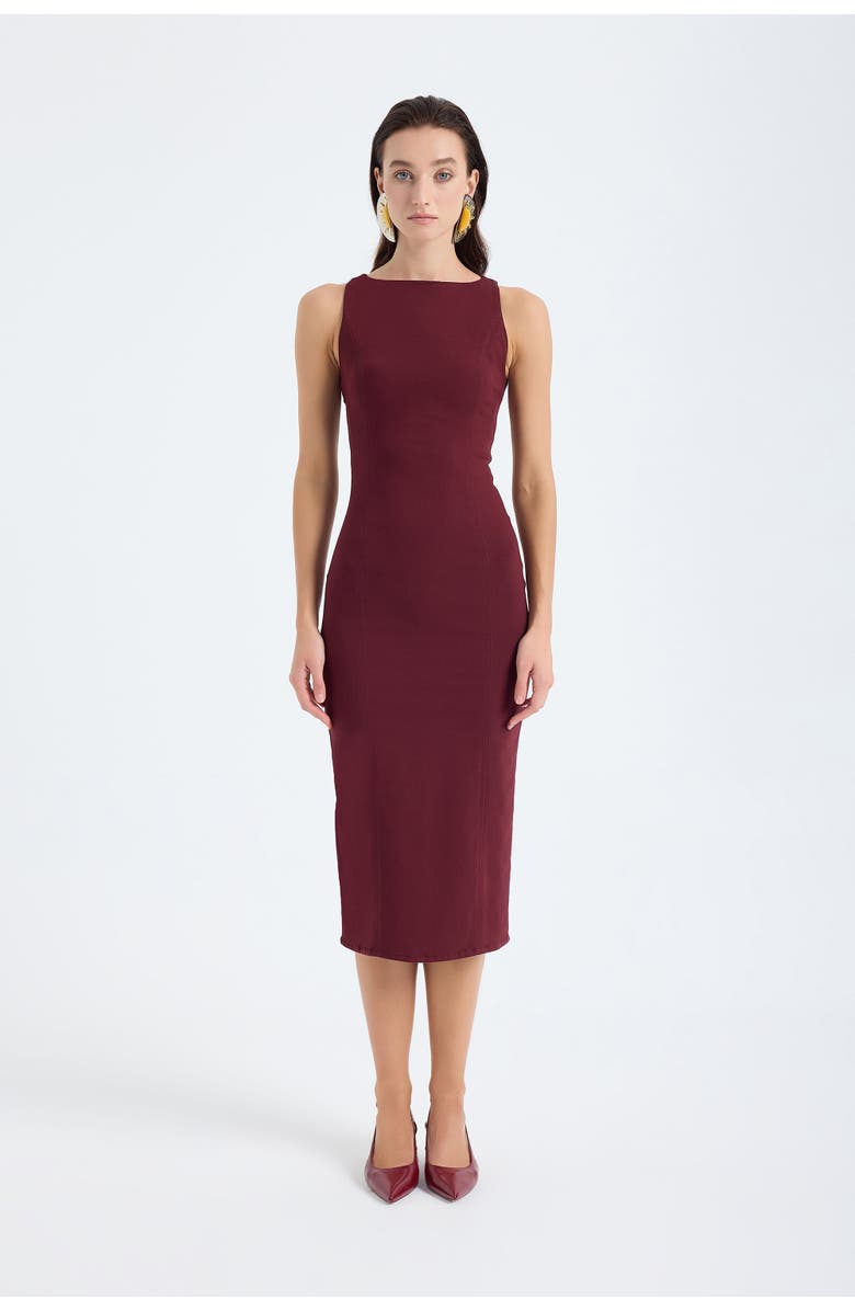 Monlicia Silva Bodycon Midi Dress, Alternate, color, Burgundy