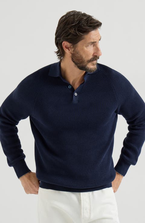 Rib knit polo