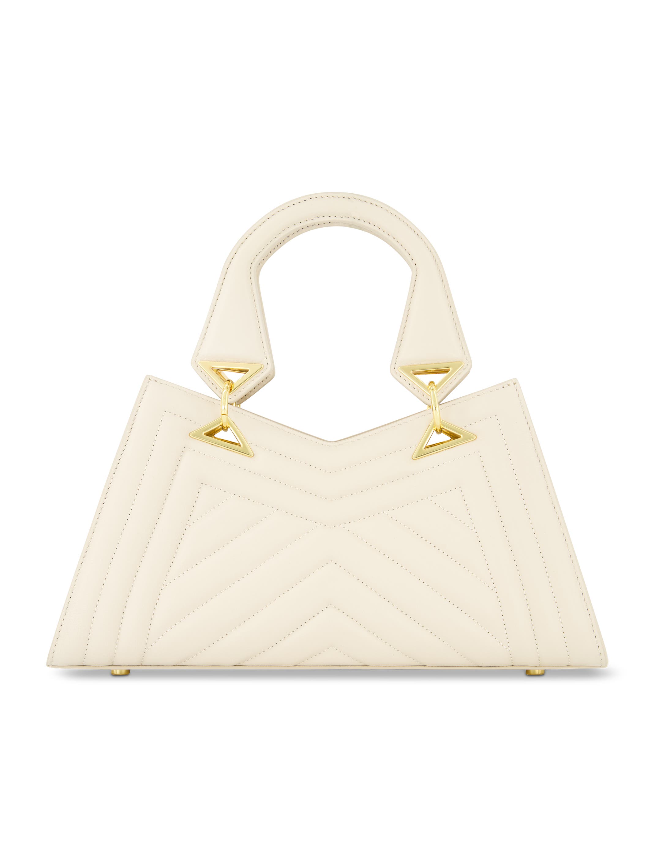 Mac Duggal Quilted Napa Leather Angular Handbag, Main, color, Ecru