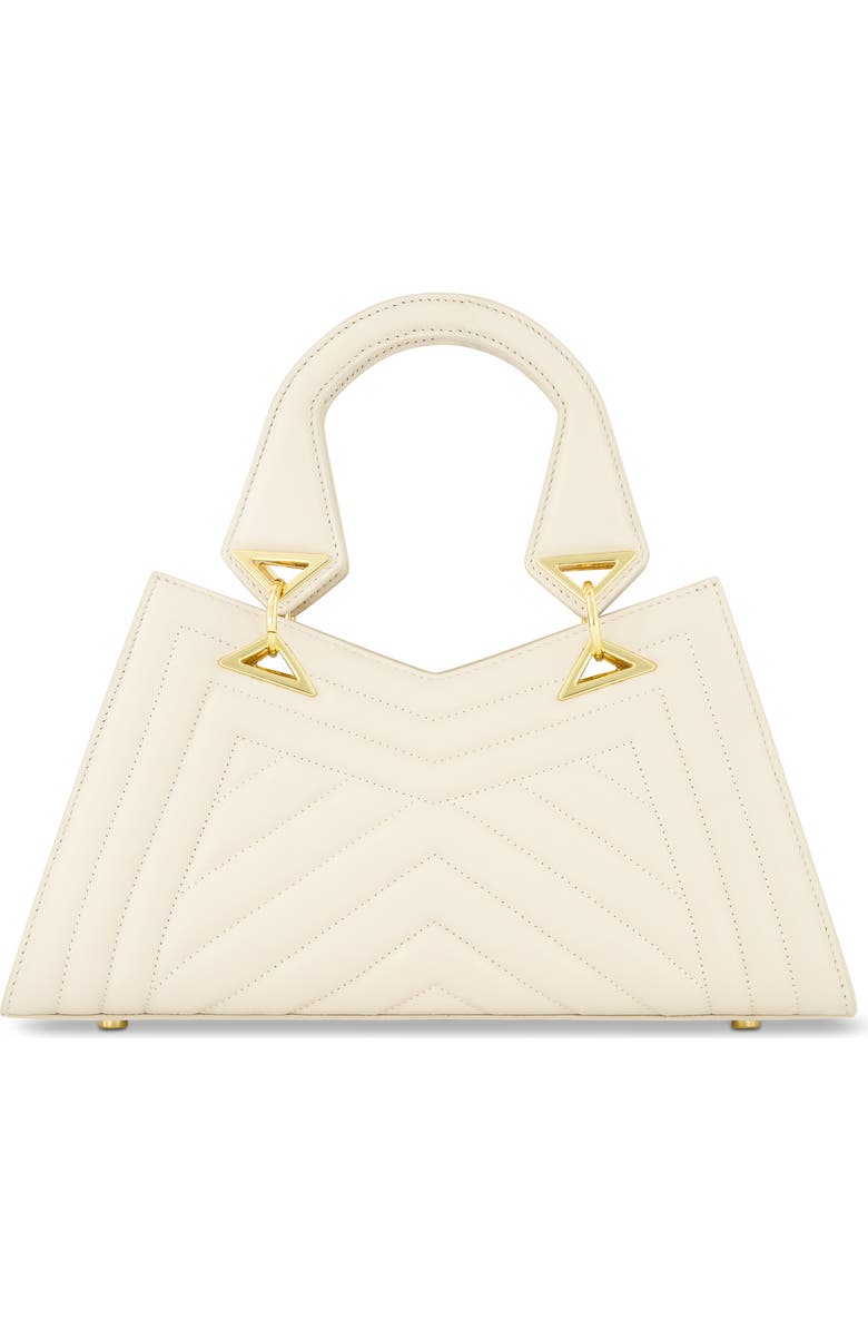 Mac Duggal Quilted Napa Leather Angular Handbag, Main, color, Ecru