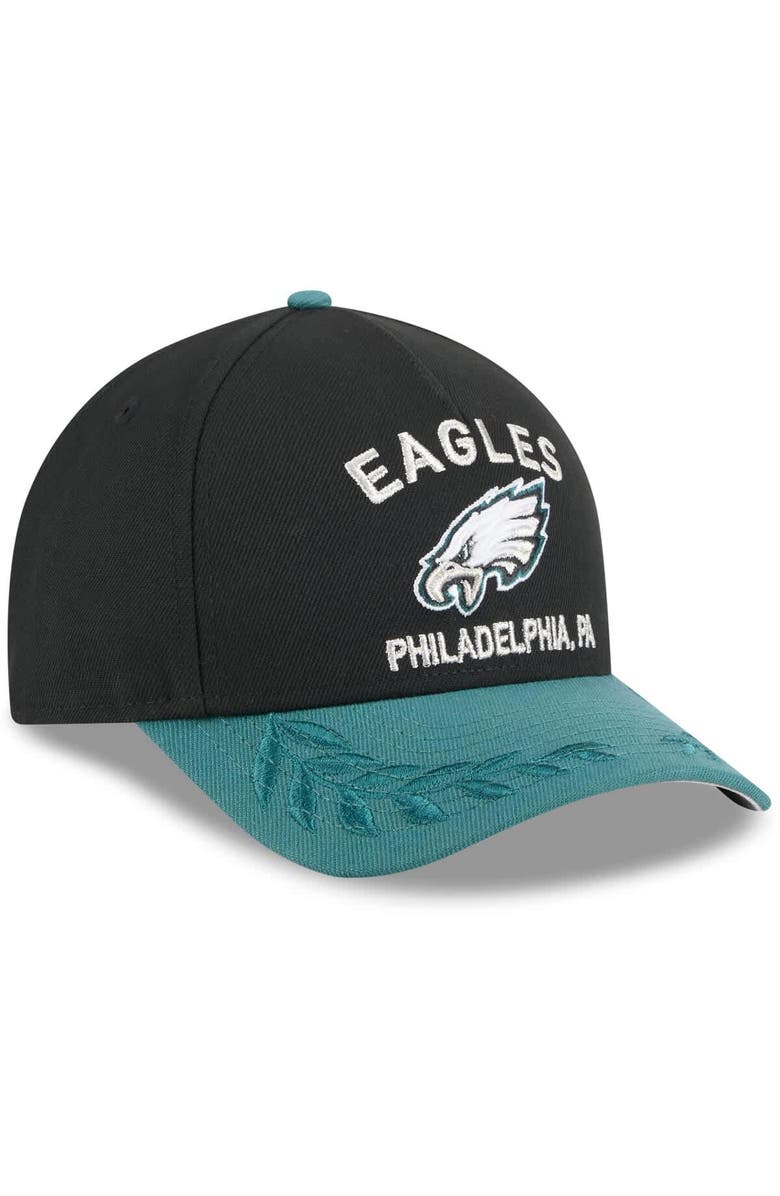 New Era Men's New Era Black/Midnight Green Philadelphia Eagles 2025 NFL Draft 9FORTY A-Frame M-Crown Adjustable Hat, Alternate, color, Black