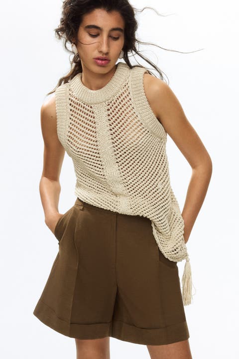 Dressy linen-blend shorts