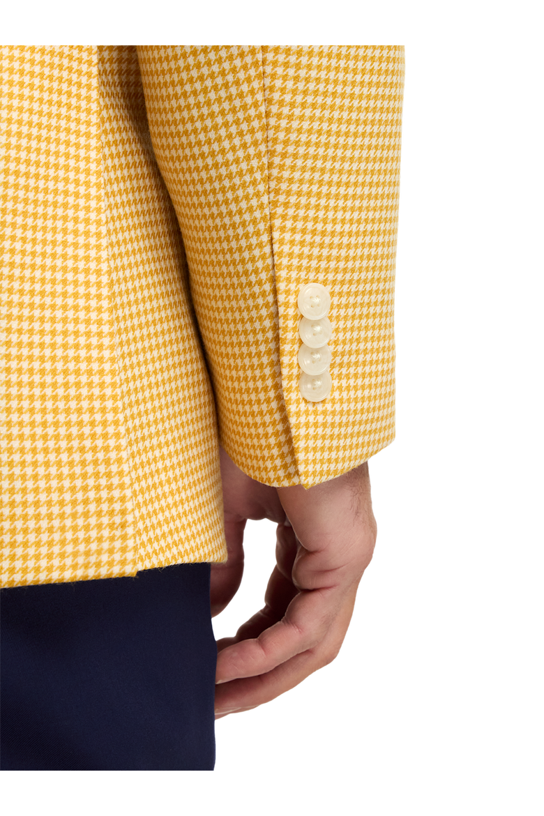 Houndstooth Wool Single Breasted Peak Lapel Sport Coat, Alternate, color, Yellow