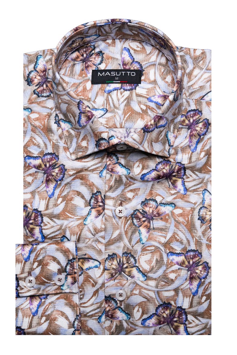Terrence Print Button-Up Long Sleeve Shirt, Main, color, Multicolor