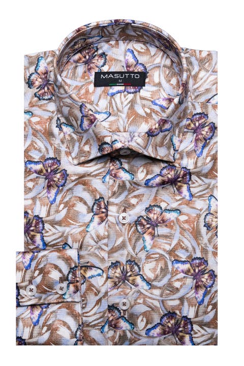 Terrence Print Button-Up Long Sleeve Shirt