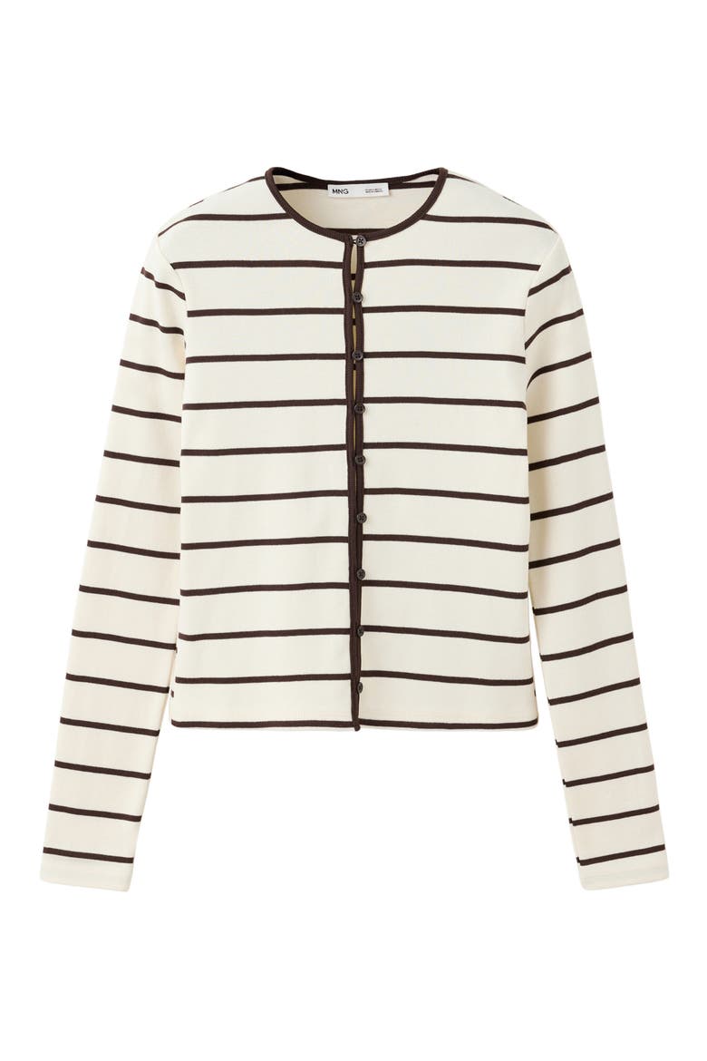 Stripe Button & Loop Cotton Cardigan, Main, color, ECRU
