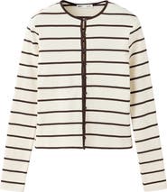 MANGO Stripe Button & Loop Cotton Cardigan