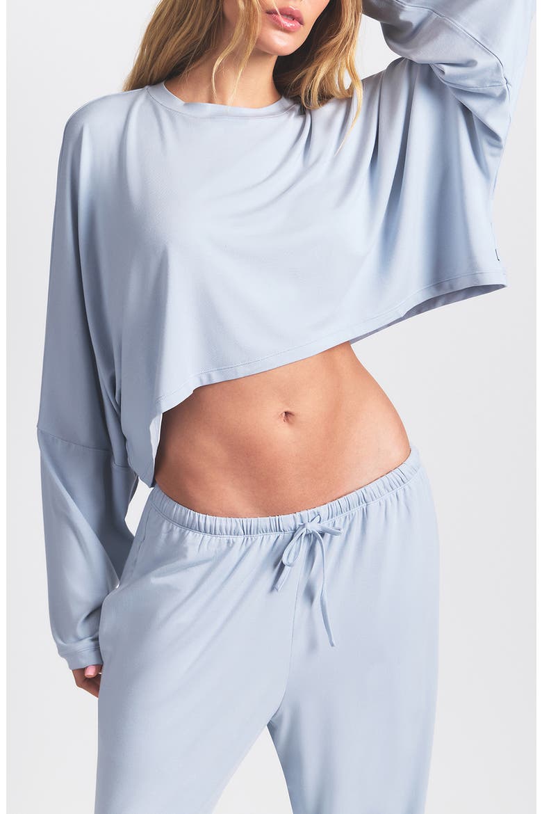Crop Top & Pants Pajamas, Alternate, color, ZEN BLUE