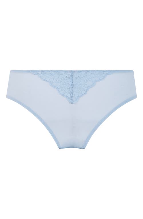 Hunkemoller Hunkemöller Cherry Embroidered Mesh Brazilian Panties In Cerulean