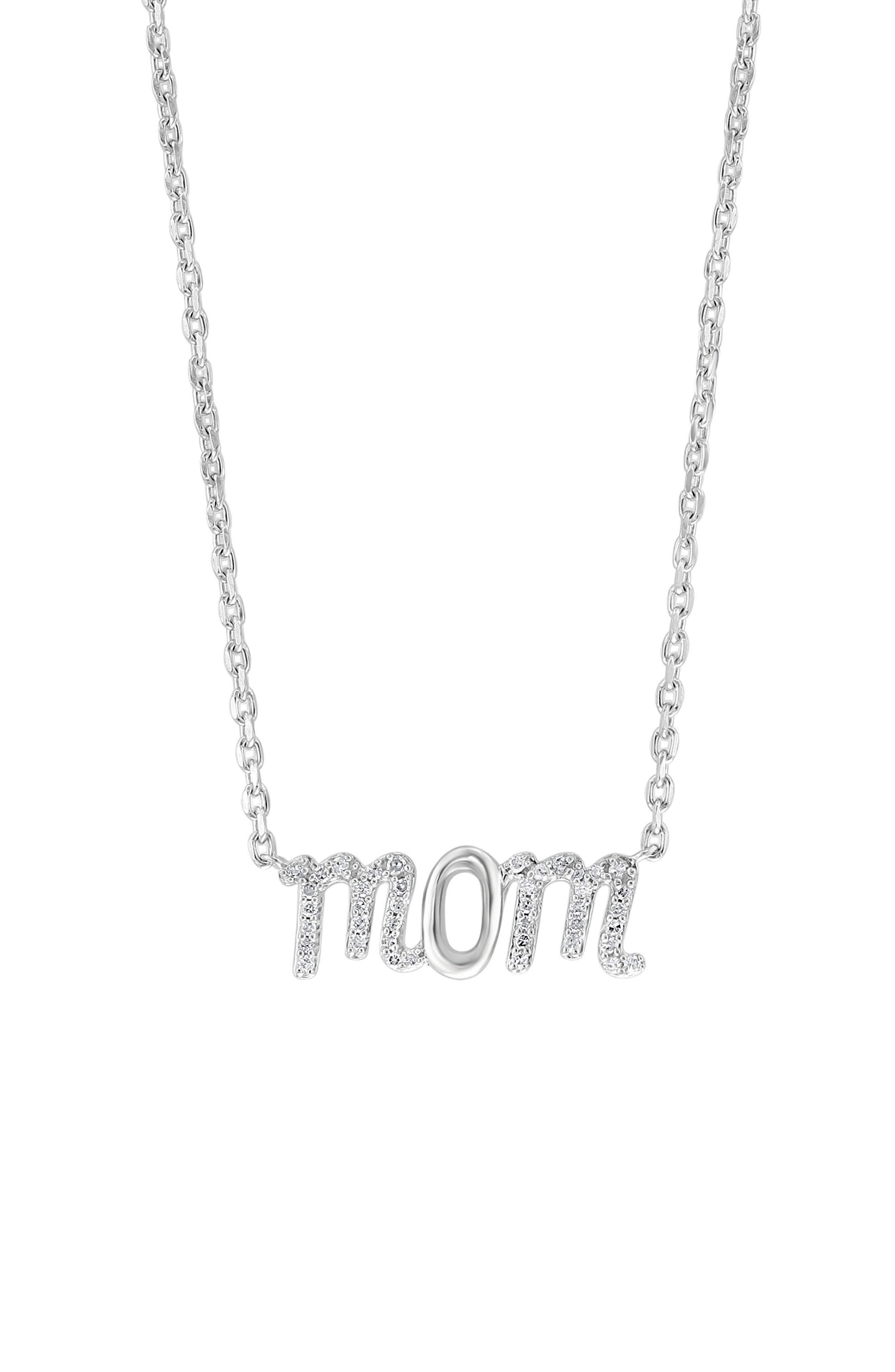 EFFY Sterling Silver Pavé Diamond Mom Pendant Necklace - 0.10 ctw.