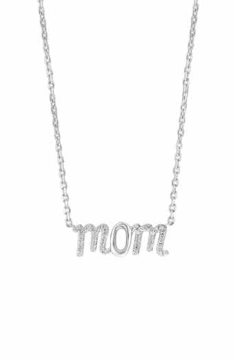 Sterling Silver Pavé Diamond Mom Pendant Necklace - 0.10 ctw.