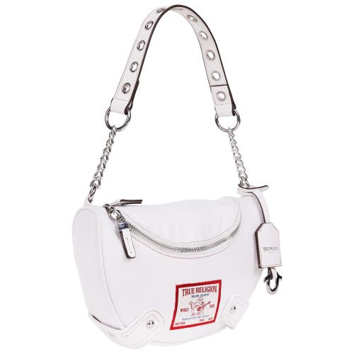 True Religion Chain Handle Denim Hobo In White