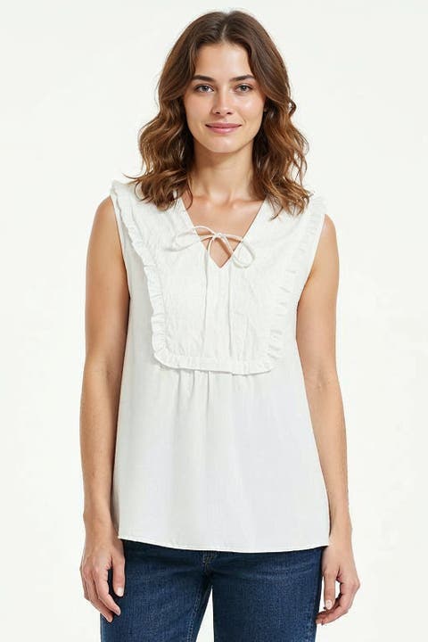 Chanler Sleeveless Tie Front Linen Blouse