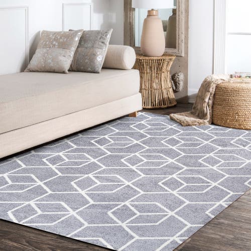 Jonathan Y Tumbling Blocks Modern Geometric Area Rug In Gray/white