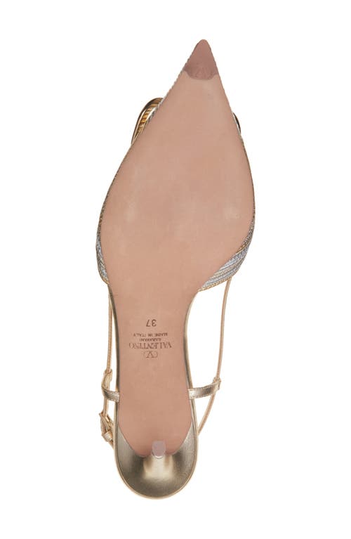 Valentino Vlogo Signature 80 Leather Slingback Pump In Silver/platino/brass