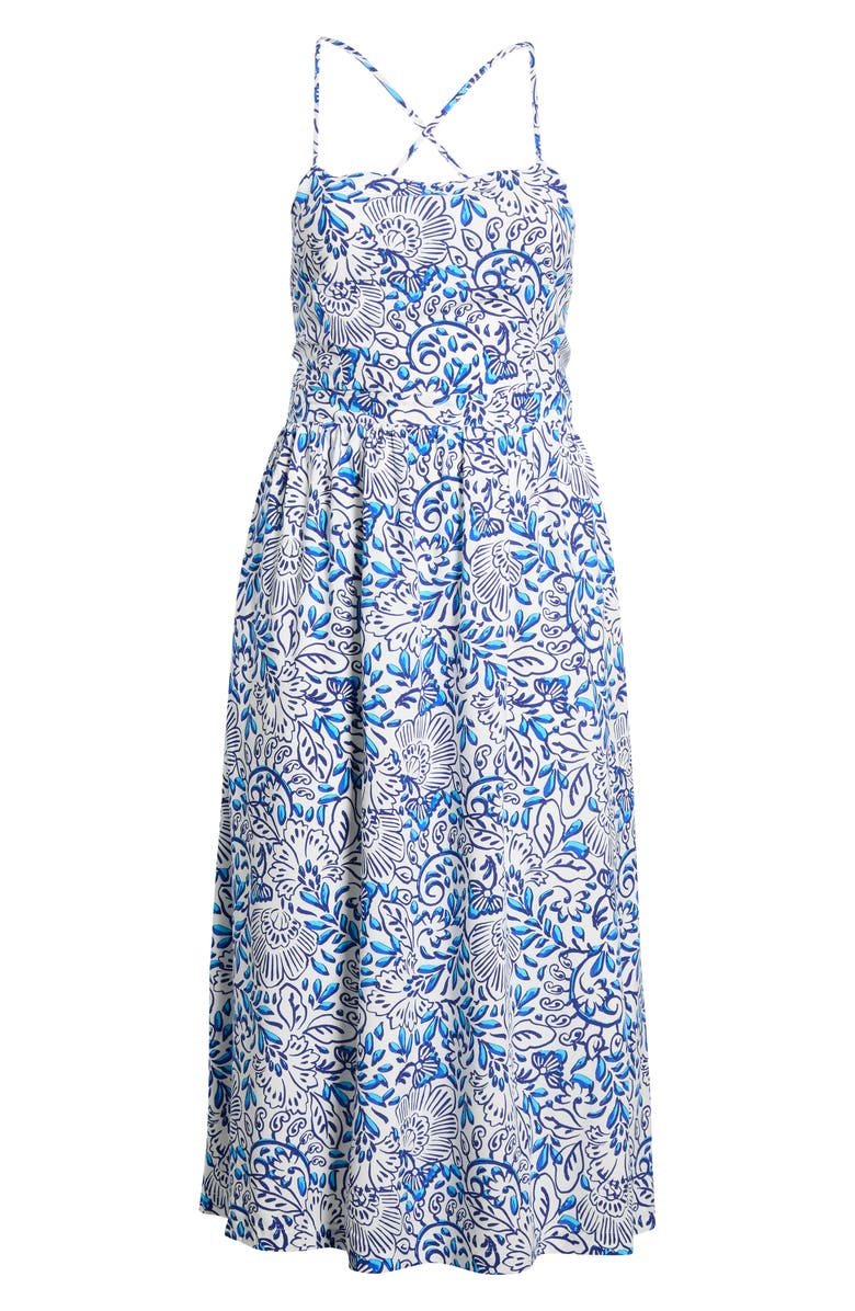 SUGARLIPS Mize Floral Mavis Crisscross Midi Dress, Alternate, color, White Blues