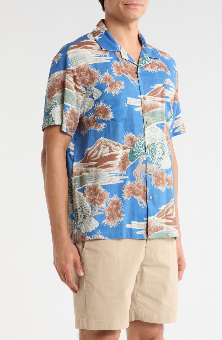 Brixton Rainier x Brixton Print Camp Shirt, Alternate, color, Blue Sky