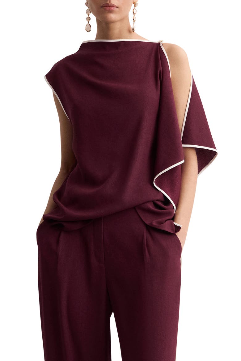 Ruffle Asymmetric Top, Alternate, color, ECRU