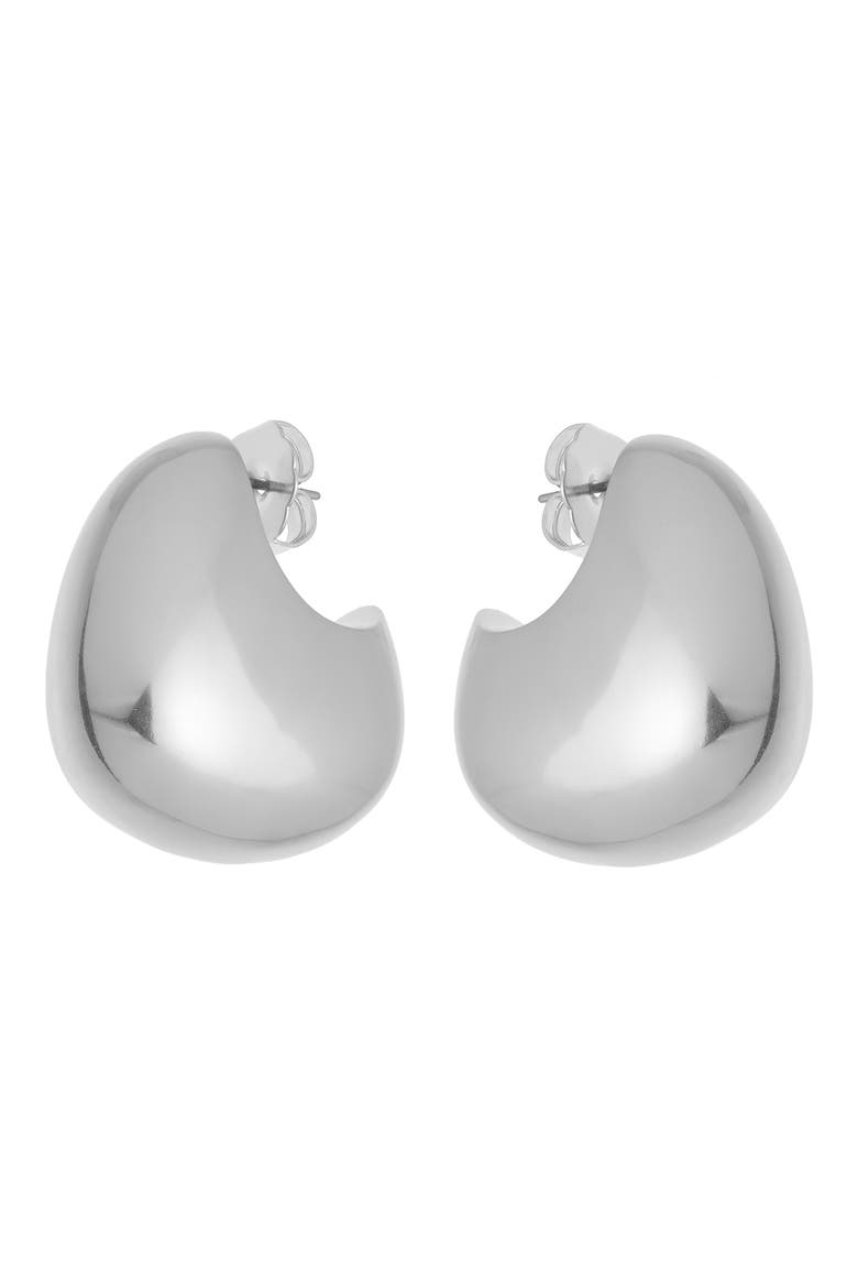 Calla Curve Scoop Earrings, Alternate, color, SILVER TONE