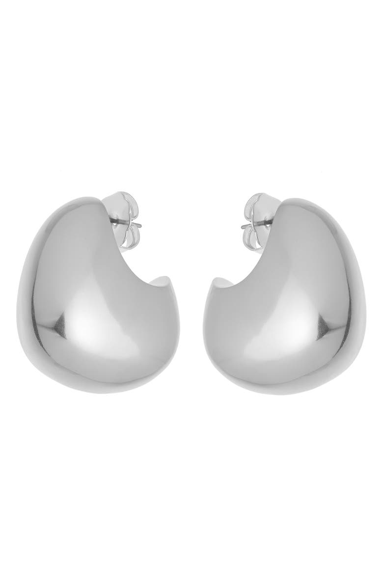 Reiss Calla Curve Scoop Earrings, Alternate, color, Silver Tone