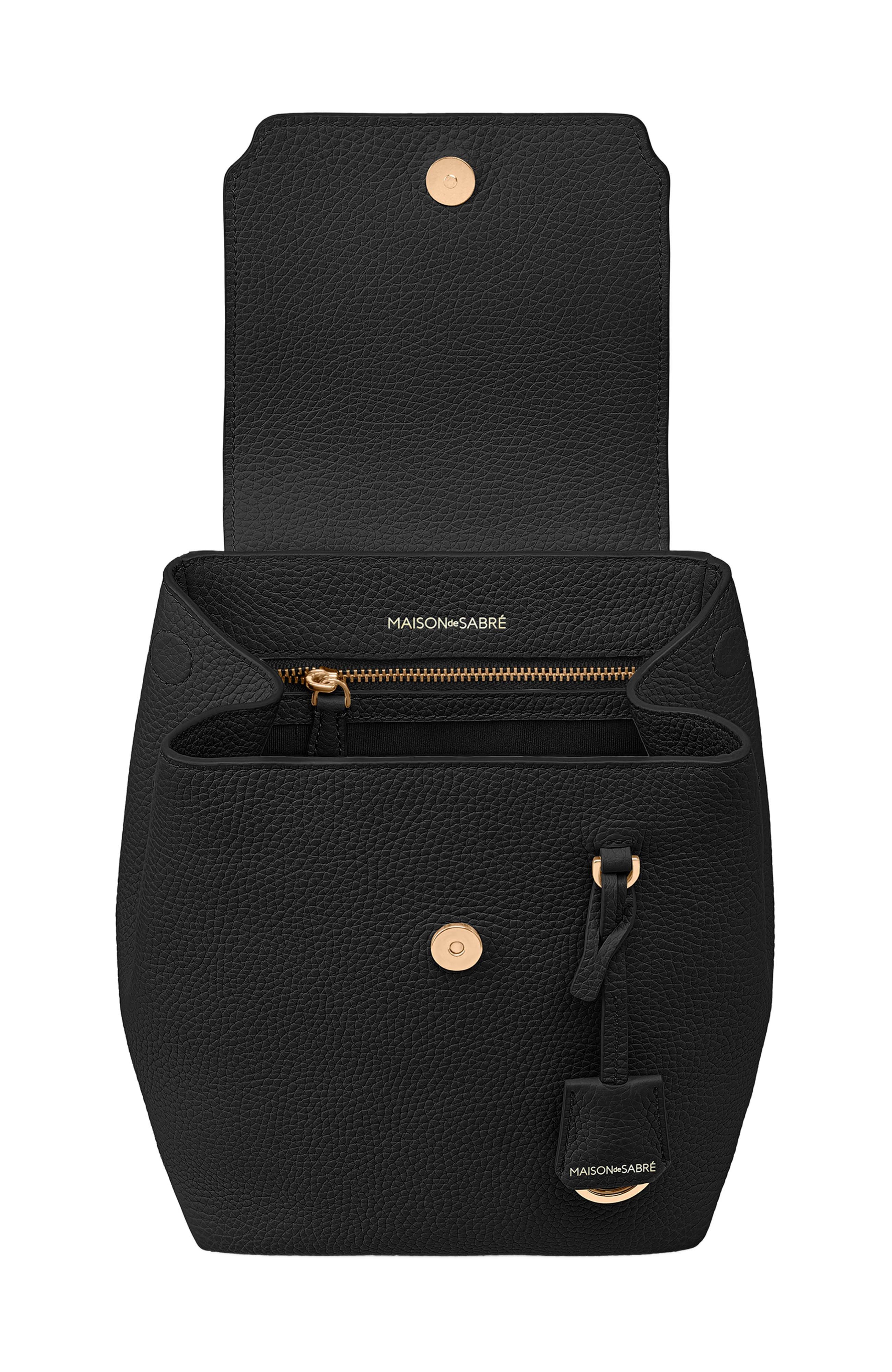 MAISON de SABRÉ Mini Soft Leather Backpack, Alternate, color, Black Caviar