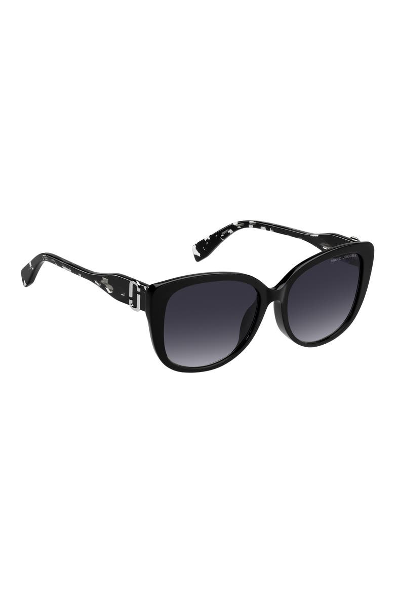 57mm Gradient Cat Eye Sunglasses, Alternate, color, BLACK/ SILVER