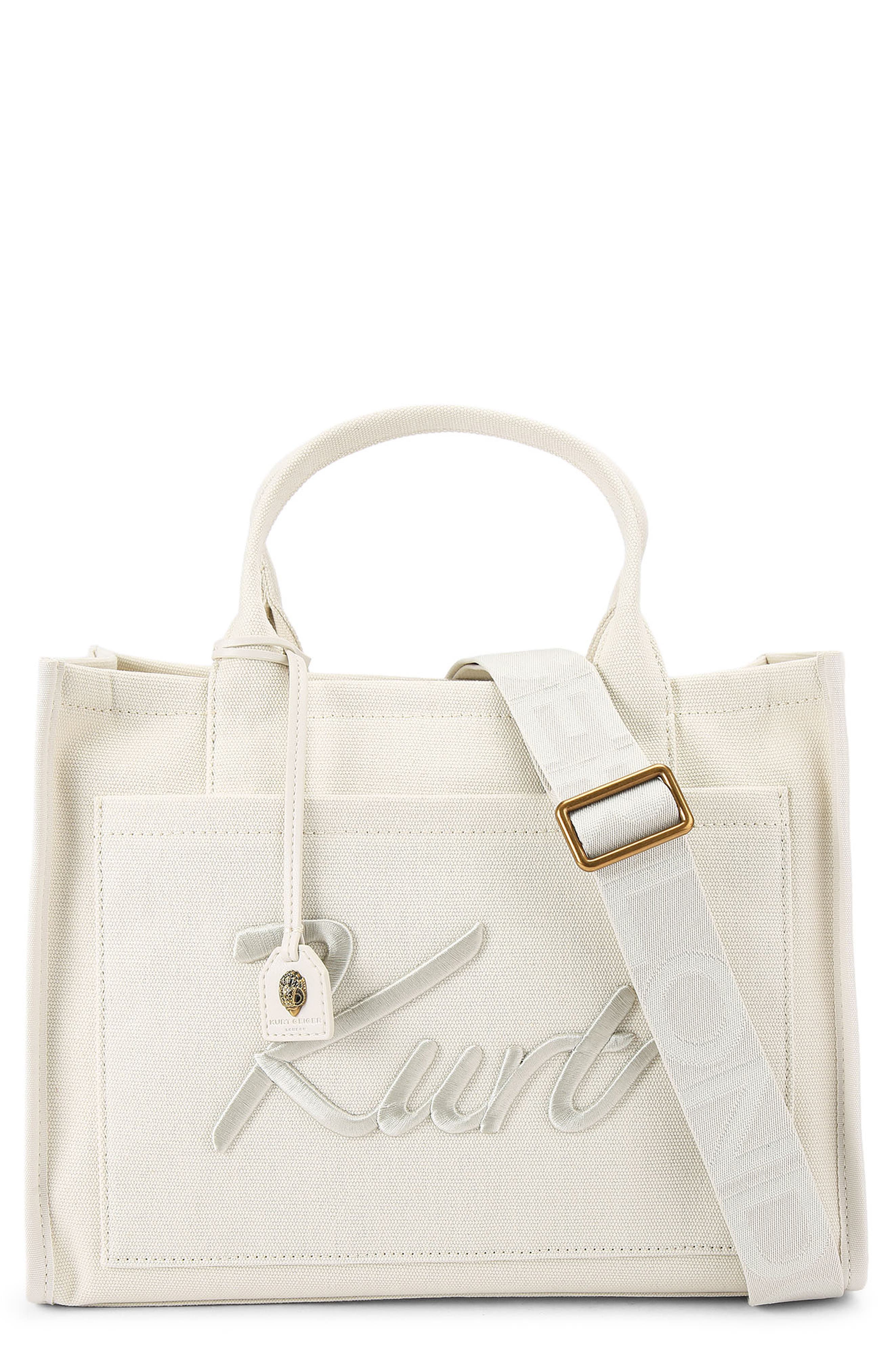Kurt Geiger London Kurt Cotton Canvas Tote, Main, color, White