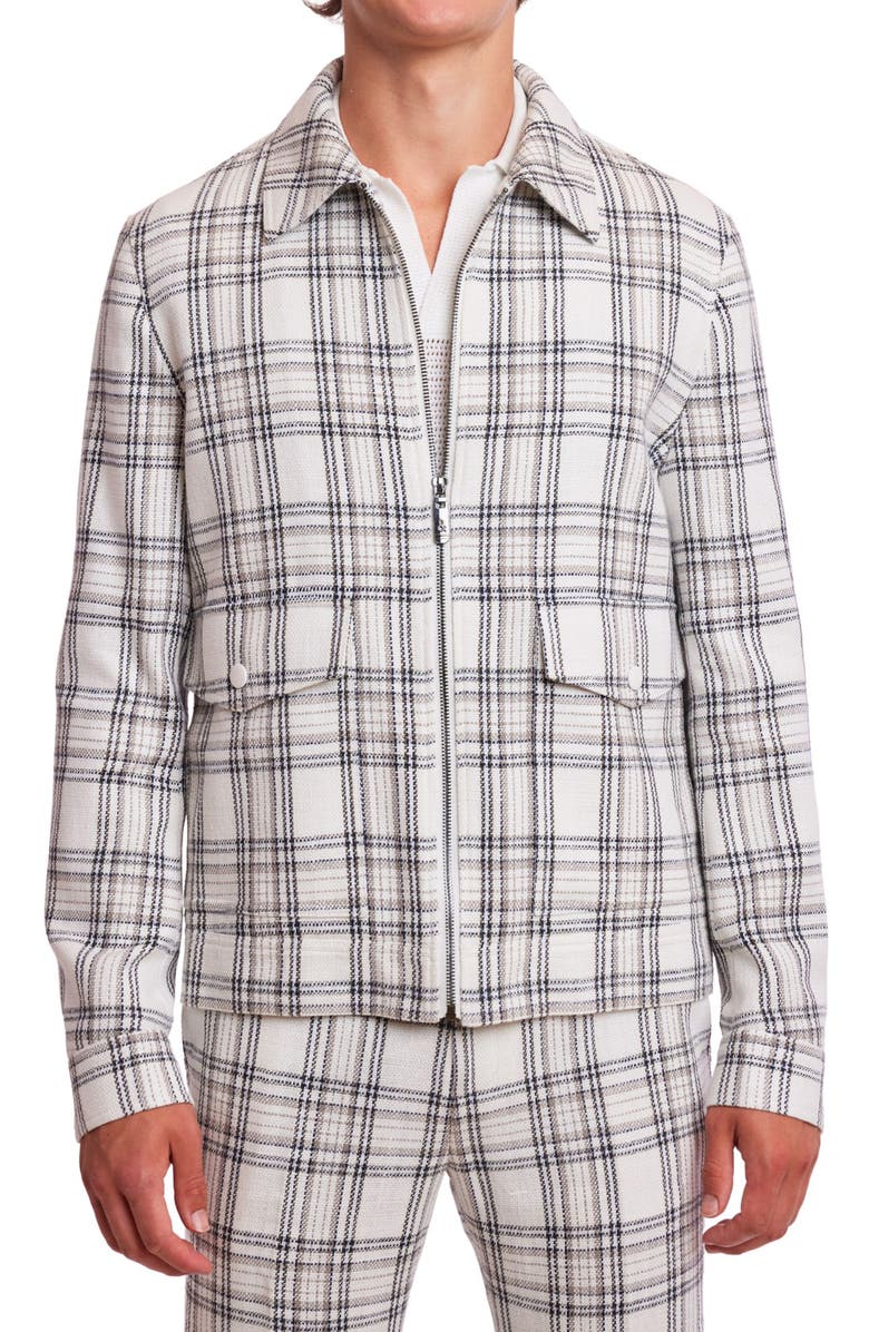 PAISLEY & GRAY Milo Slim Fit Bomber Jacket, Main, color, White Black Grey Check