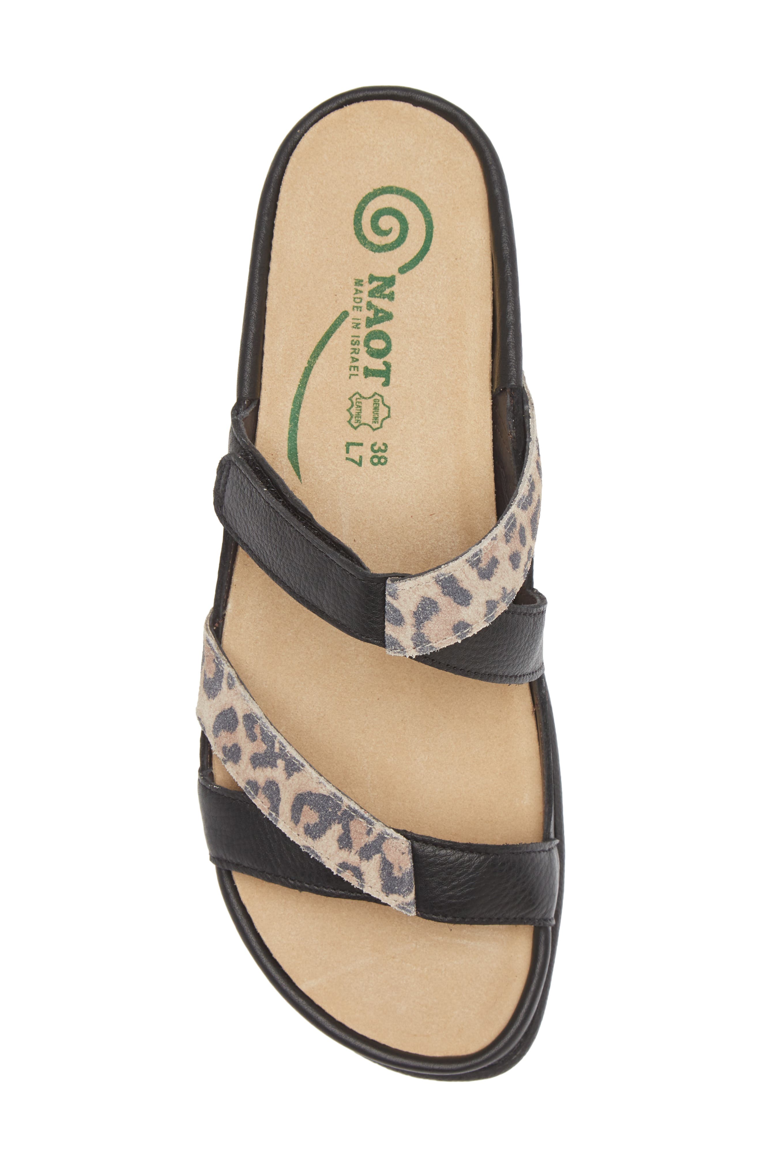 Naot Tariana Slide Sandal, Alternate, color, Soft Black/Cheetah