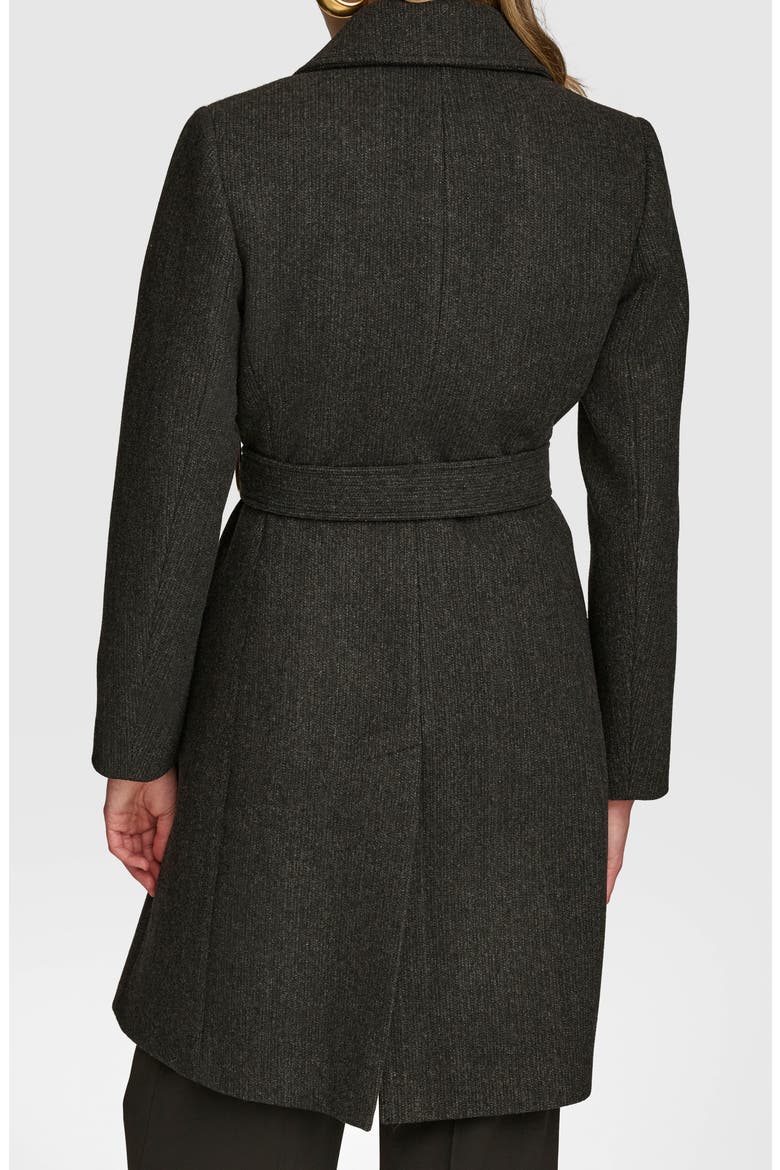 Belted Wool Blend Coat, Alternate, color, BLACK