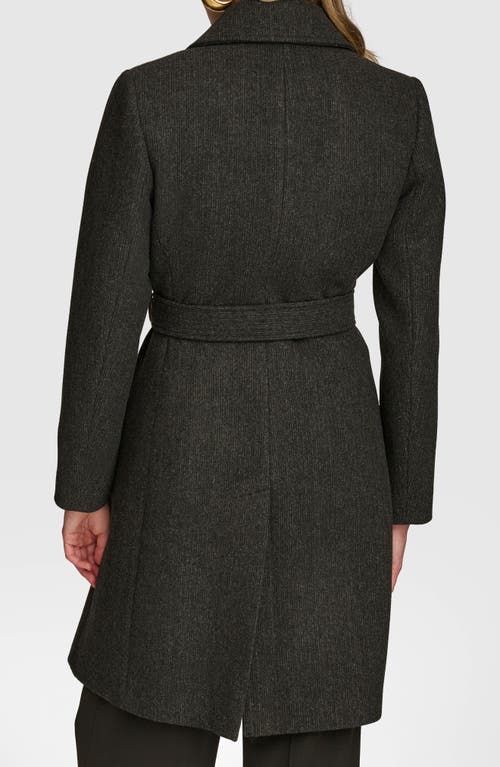 Donna Karan New York Belted Wool Blend Coat In Black