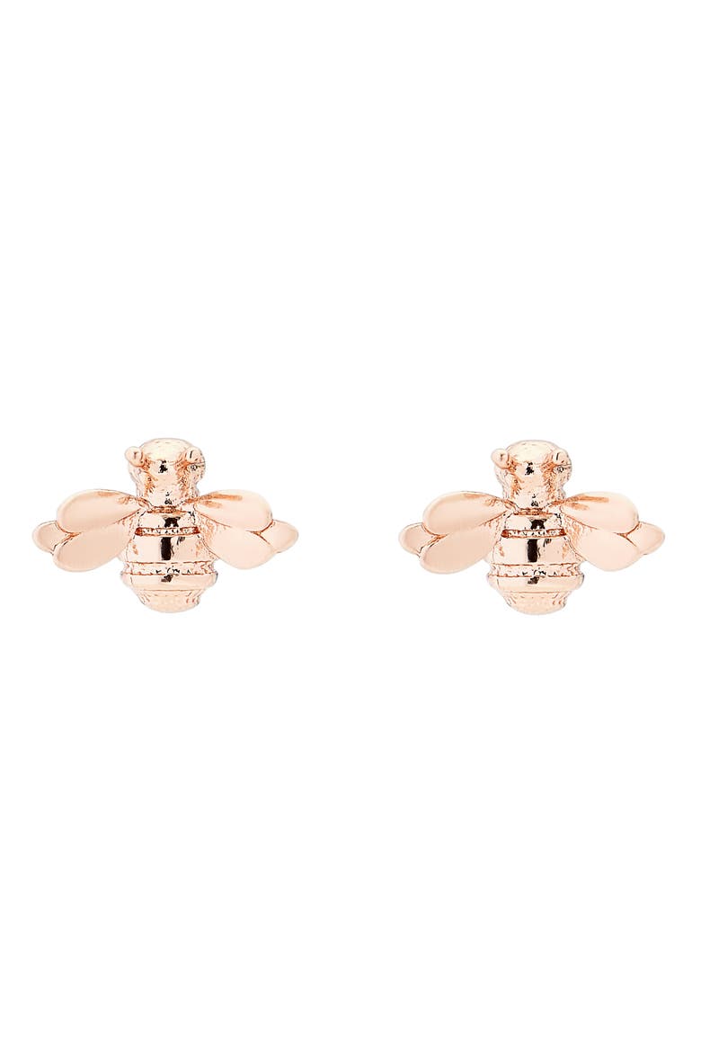 Beelii Bee Stud Earrings, Main, color, BRUSHED ROSE GOLD TONE