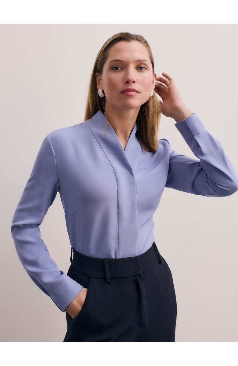 The Fold Bowery Stretch Silk Blouse, Main, color, Blue