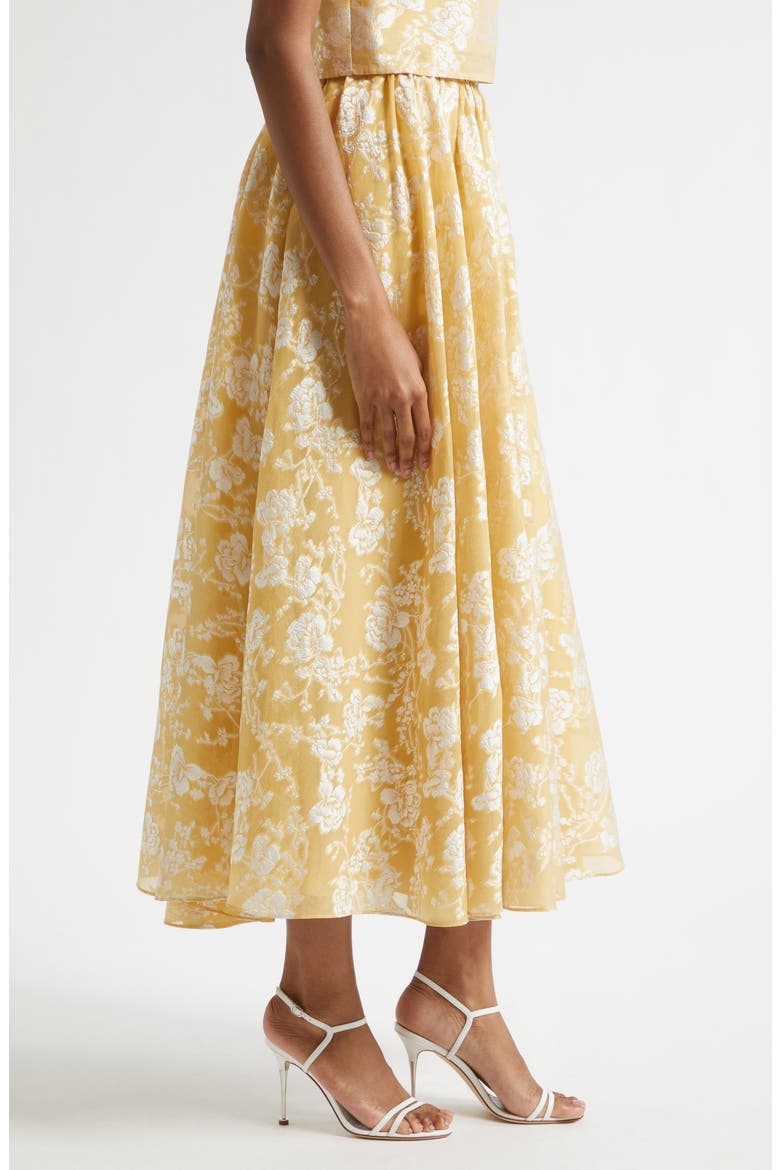 Ruth Floral Jacquard Skirt, Alternate, color, OCHRE MUSE/ WHITE