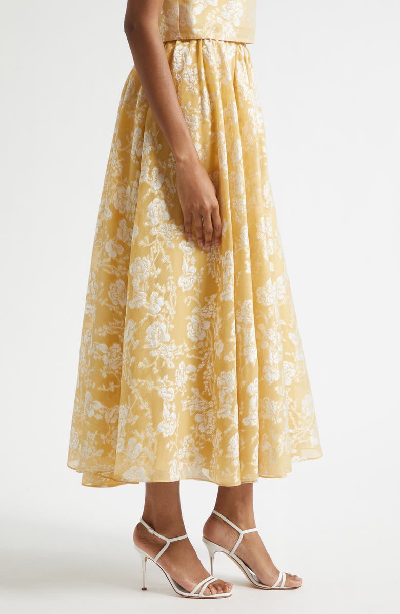Cinq à Sept Ruth Floral Jacquard Skirt, Alternate, color, Ochre Muse/ White