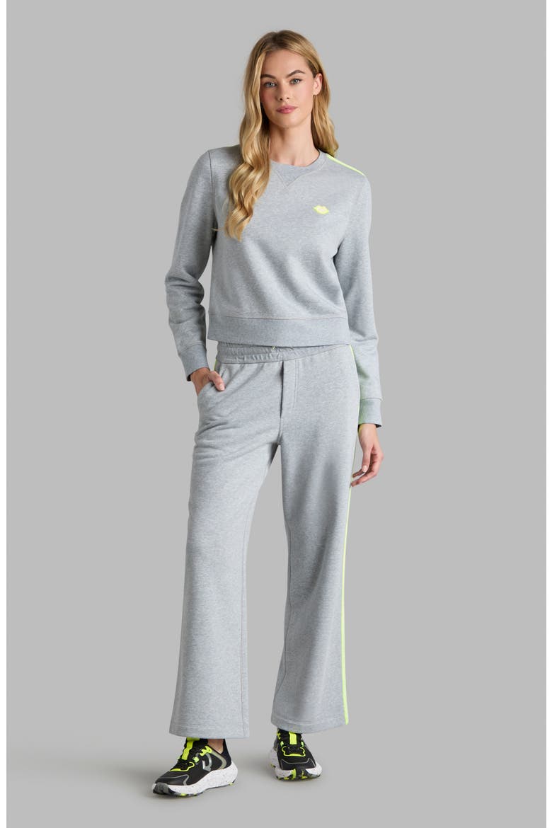 Side Stripe French Terry Relaxed Straight Leg Pants, Alternate, color, MELANGE GREY