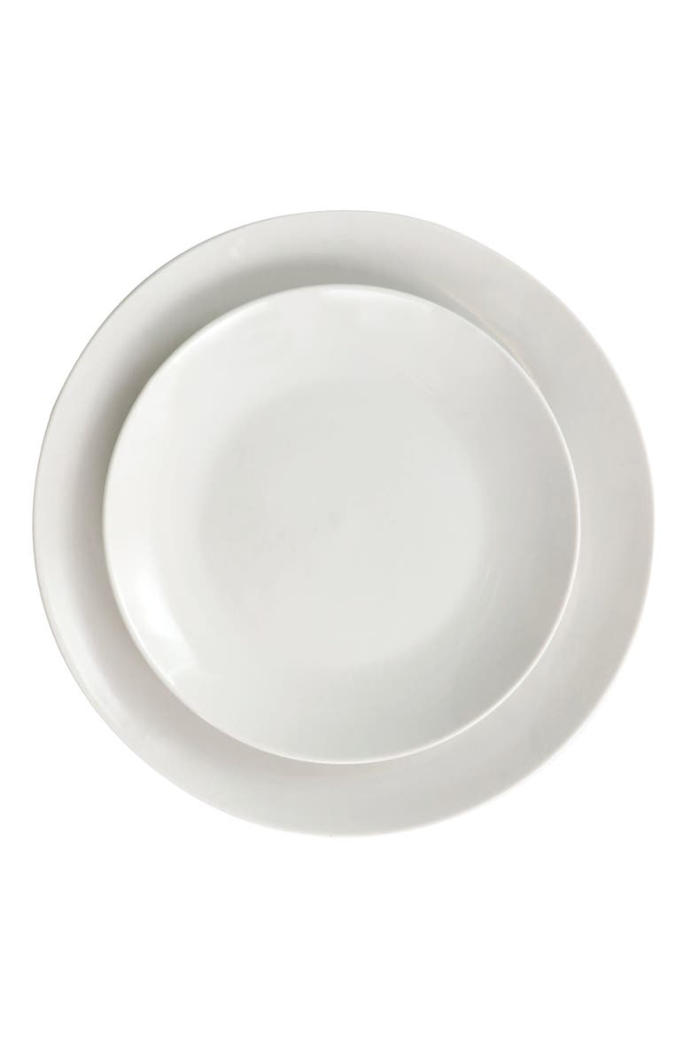 Camellia 16 Piece Porcelain Double Bowl Dinnerware Set, Alternate, color, White