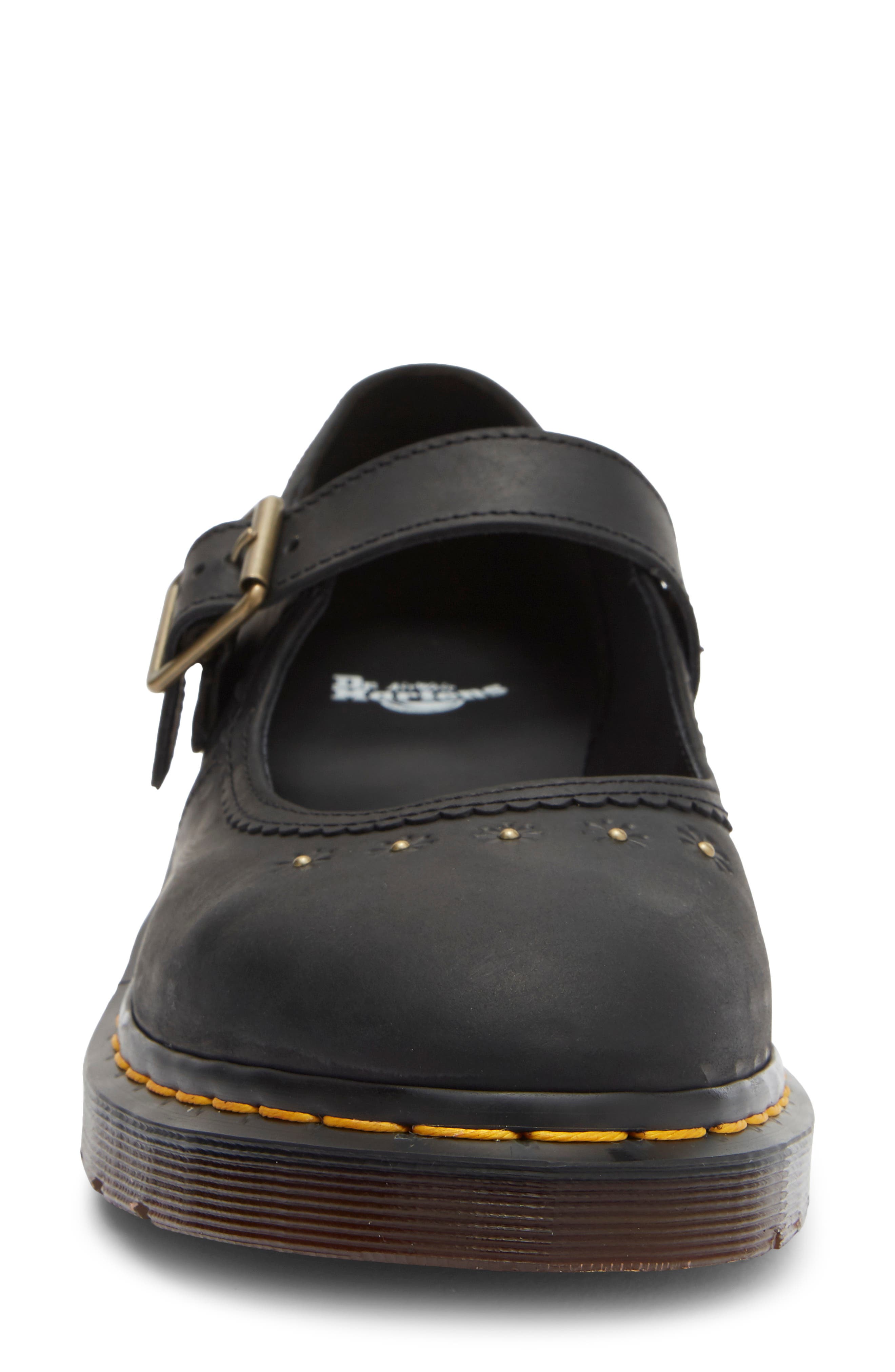 Flower Mary Jane Flat, Alternate, color, BLACK