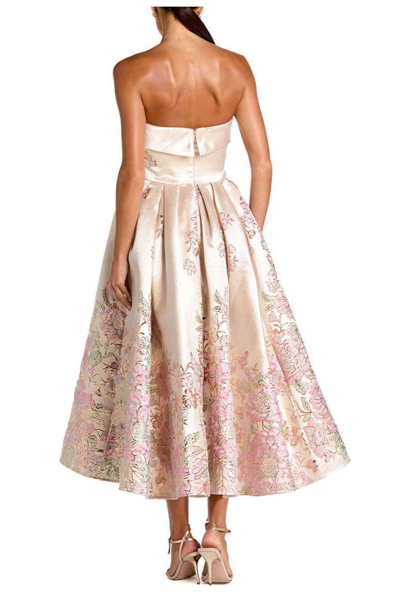 Mac Duggal Strapless Brocade A Line Midi Dress, Alternate, color, Champagne Multi