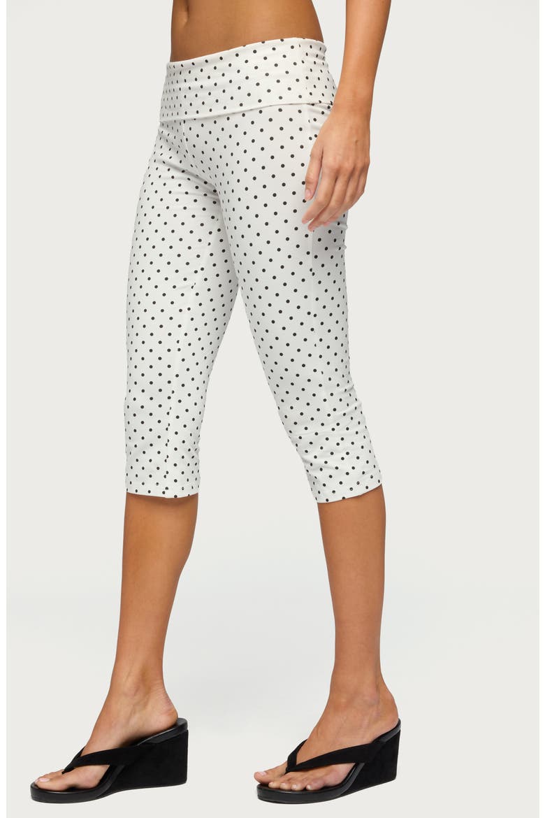 Eloisa Polka Dot Foldover Capri Pants, Alternate, color, WHITE-AND-BLACK