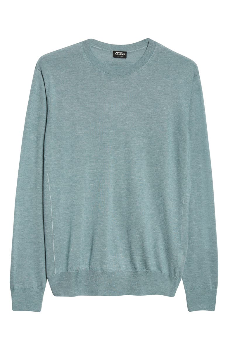 ZEGNA Crossover Silk Blend Crewneck Sweater, Alternate, color, Seafoam Blue
