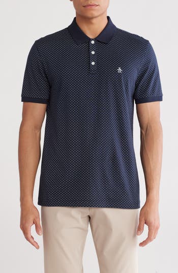 Original Penguin Ditsy Diamond Cotton Jersey Polo In Dark Sapphire