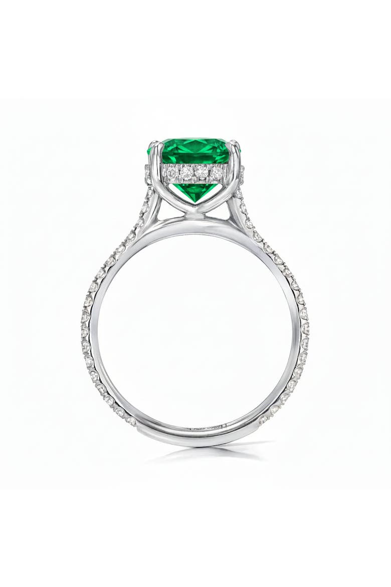 Round Lab Emerald & Diamond Solitaire Engagement Ring 14K, Alternate, color, 2.82ct/White Gold