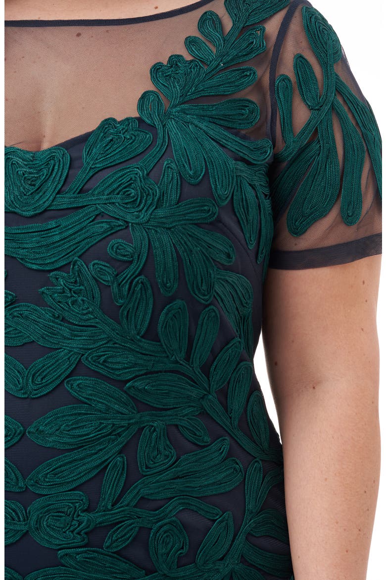 Illusion Soutache Column Gown, Alternate, color, JADE NAVY