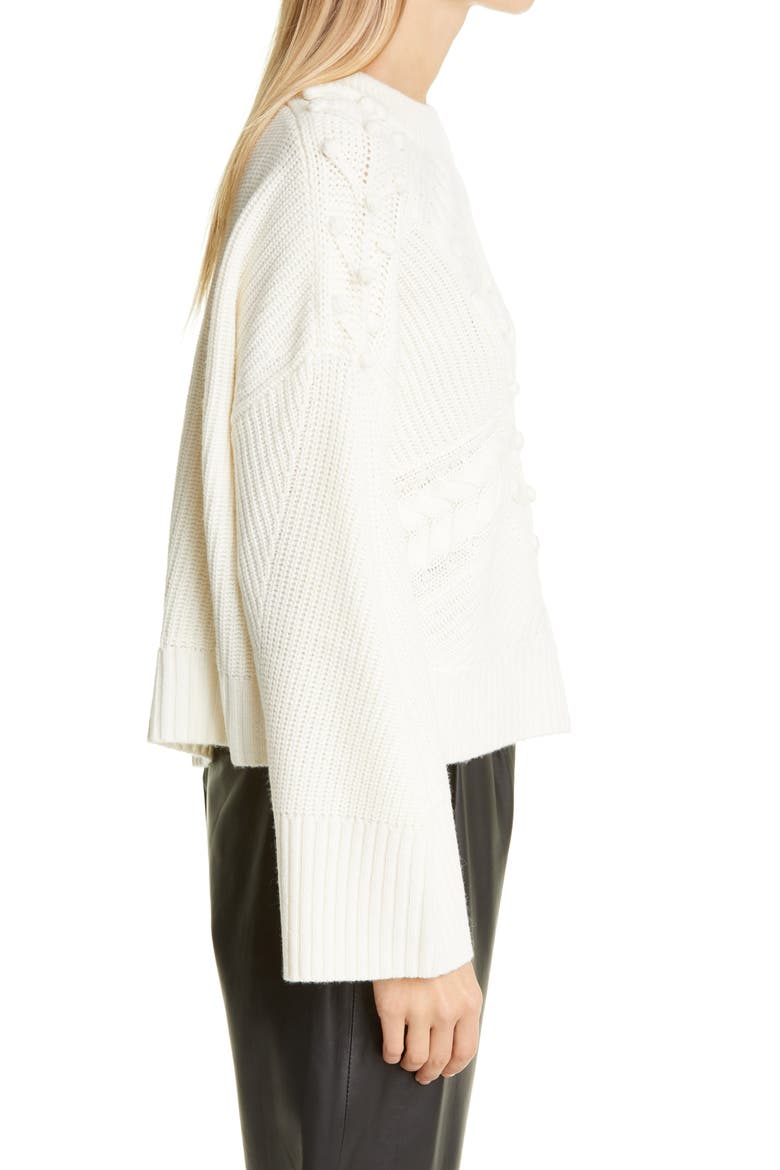 Loulou Studio Cable Popcorn Oversize Wool & Cashmere Sweater, Alternate, color, IVORY