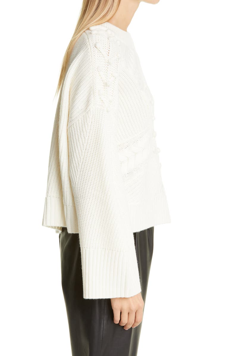 LOULOU DE SAISON Loulou Studio Cable Popcorn Oversize Wool & Cashmere Sweater, Alternate, color,